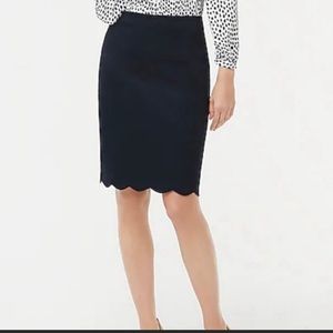 J.Crew Navy Scallop Edge Pencil Skirt